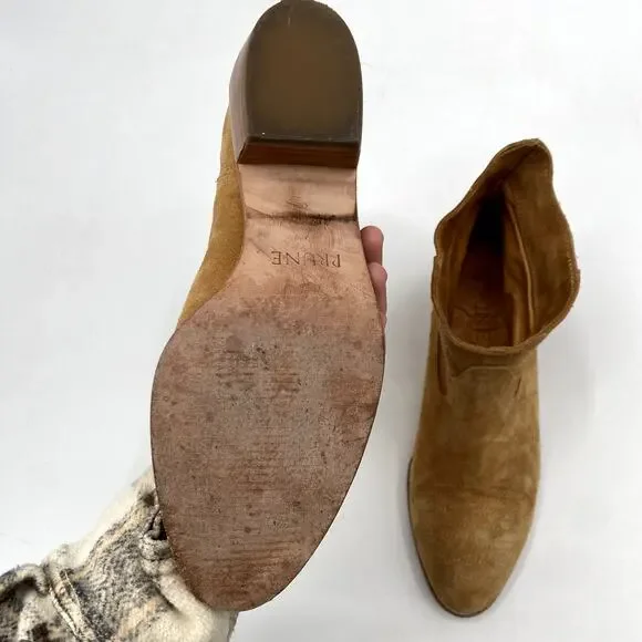 Prune Tan Suede Cowboy Booties